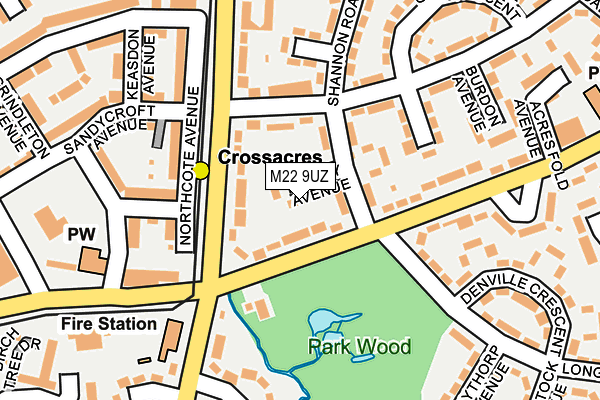 M22 9UZ map - OS OpenMap – Local (Ordnance Survey) M22 9UZ map - OS OpenMap – Local (Ordnance Survey)