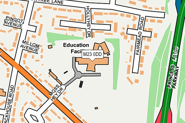 M23 0DD map - OS OpenMap – Local (Ordnance Survey)