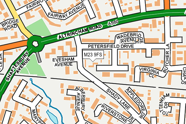 M23 9FS map - OS OpenMap – Local (Ordnance Survey)