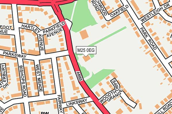 M25 0EG map - OS OpenMap – Local (Ordnance Survey) M25 0EG map - OS OpenMap – Local (Ordnance Survey)