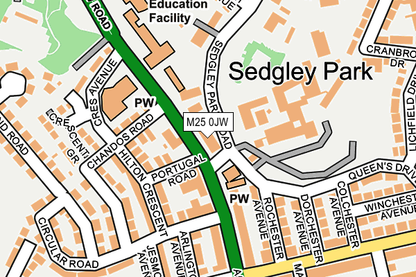 M25 0JW map - OS OpenMap – Local (Ordnance Survey) M25 0JW map - OS OpenMap – Local (Ordnance Survey)