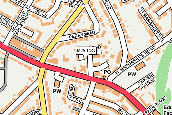 M25 1QG map - OS OpenMap – Local (Ordnance Survey) M25 1QG map - OS OpenMap – Local (Ordnance Survey)