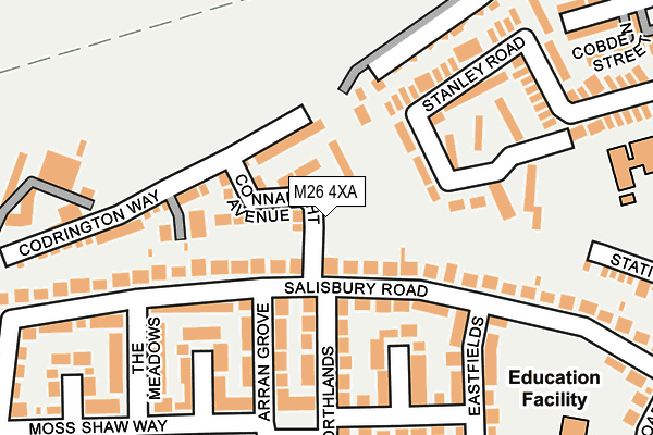 M26 4XA map - OS OpenMap – Local (Ordnance Survey)
