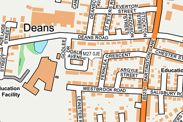 M27 0JE map - OS OpenMap – Local (Ordnance Survey)
