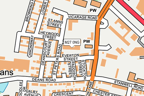 M27 0NG map - OS OpenMap – Local (Ordnance Survey) M27 0NG map - OS OpenMap – Local (Ordnance Survey)