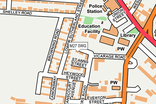 M27 0WG map - OS OpenMap – Local (Ordnance Survey) M27 0WG map - OS OpenMap – Local (Ordnance Survey)