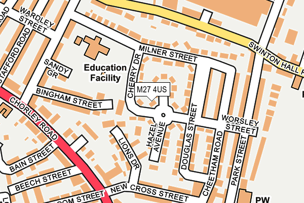 M27 4US map - OS OpenMap – Local (Ordnance Survey) M27 4US map - OS OpenMap – Local (Ordnance Survey)