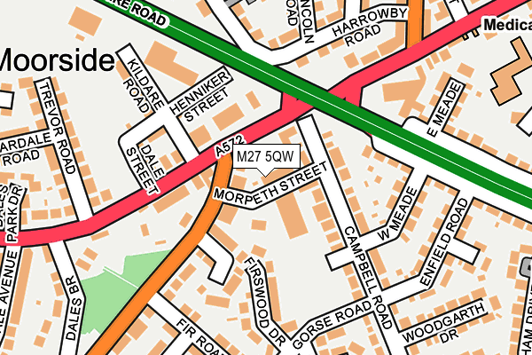 M27 5QW map - OS OpenMap – Local (Ordnance Survey) M27 5QW map - OS OpenMap – Local (Ordnance Survey)