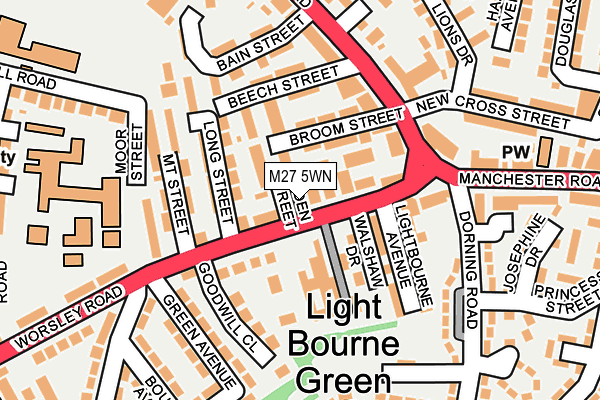 M27 5WN map - OS OpenMap – Local (Ordnance Survey) M27 5WN map - OS OpenMap – Local (Ordnance Survey)