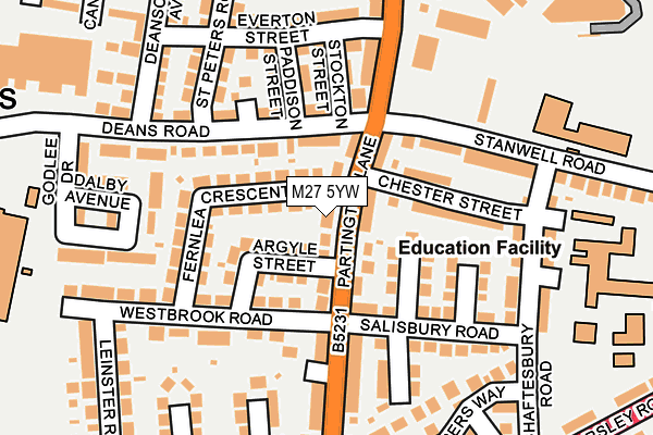 M27 5YW map - OS OpenMap – Local (Ordnance Survey) M27 5YW map - OS OpenMap – Local (Ordnance Survey)