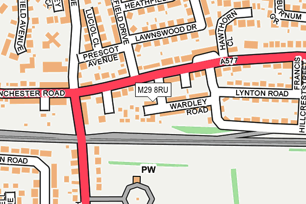 M29 8RU map - OS OpenMap – Local (Ordnance Survey) M29 8RU map - OS OpenMap – Local (Ordnance Survey)