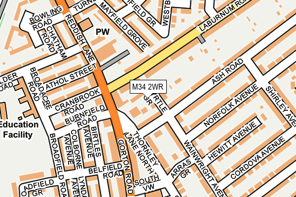 M34 2WR map - OS OpenMap – Local (Ordnance Survey) M34 2WR map - OS OpenMap – Local (Ordnance Survey)