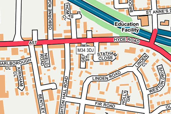 M34 3DJ map - OS OpenMap – Local (Ordnance Survey)