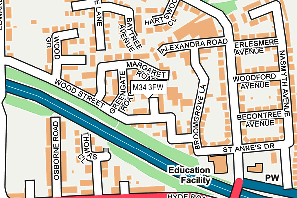 M34 3FW map - OS OpenMap – Local (Ordnance Survey) M34 3FW map - OS OpenMap – Local (Ordnance Survey)