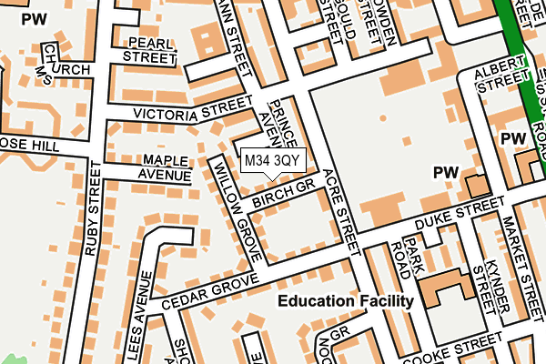 M34 3QY map - OS OpenMap – Local (Ordnance Survey)