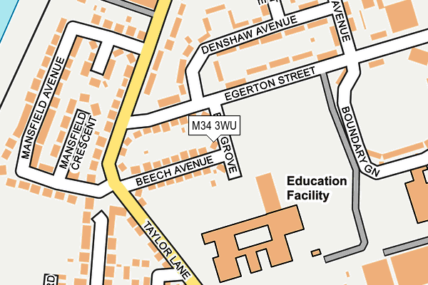 M34 3WU map - OS OpenMap – Local (Ordnance Survey)