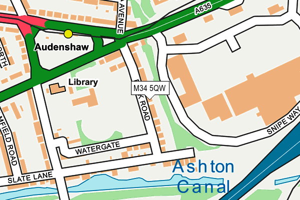 M34 5QW map - OS OpenMap – Local (Ordnance Survey)