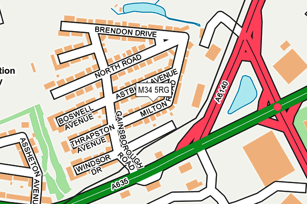 M34 5RG map - OS OpenMap – Local (Ordnance Survey)