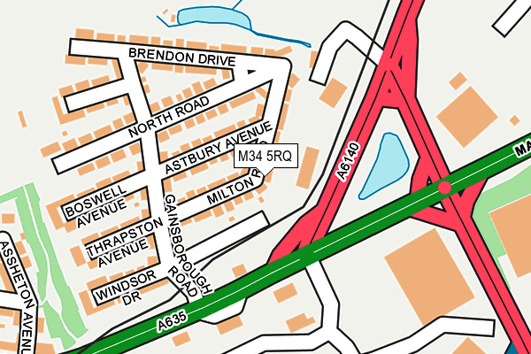 M34 5RQ map - OS OpenMap – Local (Ordnance Survey)