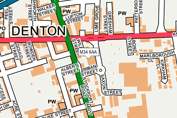 M34 6AA map - OS OpenMap – Local (Ordnance Survey)