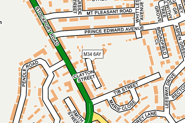 M34 6AY map - OS OpenMap – Local (Ordnance Survey)