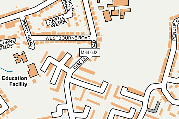 M34 6JX map - OS OpenMap – Local (Ordnance Survey)