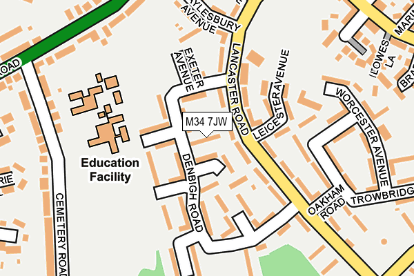M34 7JW map - OS OpenMap – Local (Ordnance Survey)