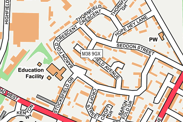 M38 9GX map - OS OpenMap – Local (Ordnance Survey) M38 9GX map - OS OpenMap – Local (Ordnance Survey)