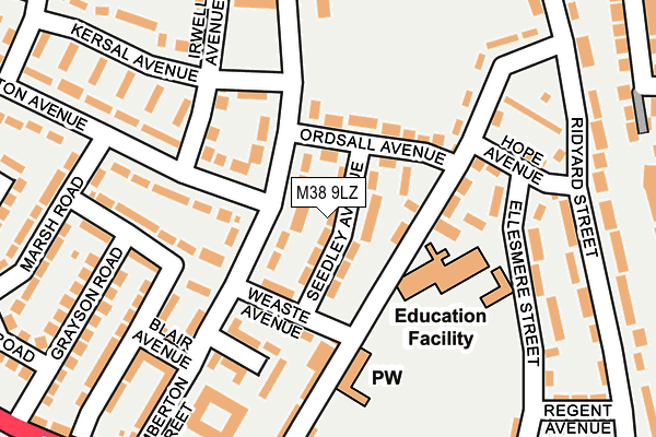 M38 9LZ map - OS OpenMap – Local (Ordnance Survey)