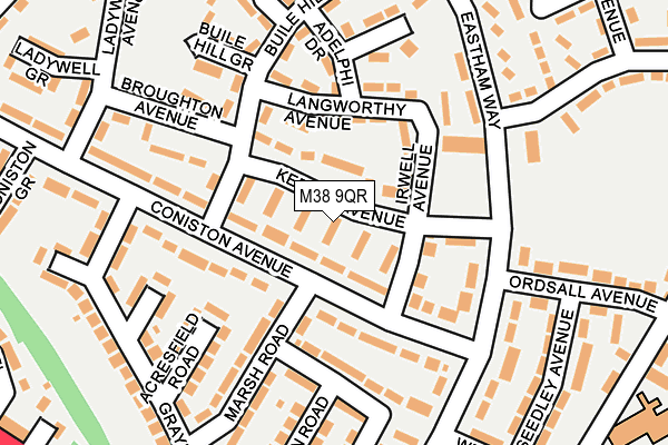 M38 9QR map - OS OpenMap – Local (Ordnance Survey) M38 9QR map - OS OpenMap – Local (Ordnance Survey)
