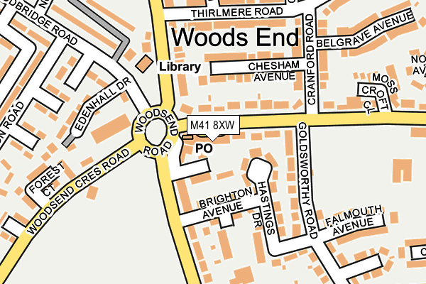 M41 8XW map - OS OpenMap – Local (Ordnance Survey) M41 8XW map - OS OpenMap – Local (Ordnance Survey)