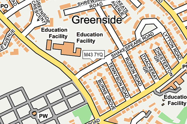 M43 7YQ map - OS OpenMap – Local (Ordnance Survey)