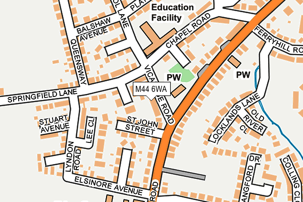 M44 6WA map - OS OpenMap – Local (Ordnance Survey) M44 6WA map - OS OpenMap – Local (Ordnance Survey)