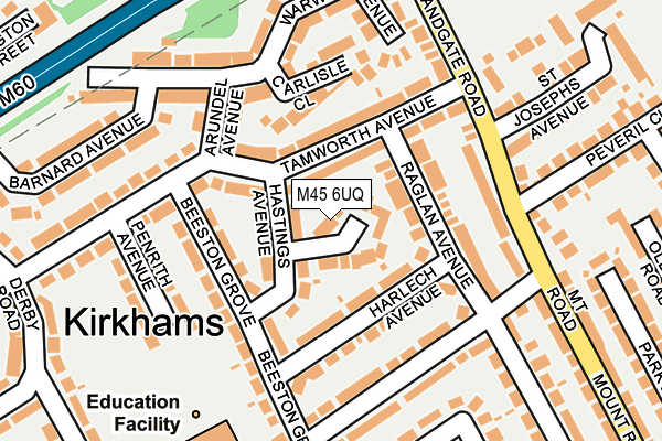 M45 6UQ map - OS OpenMap – Local (Ordnance Survey) M45 6UQ map - OS OpenMap – Local (Ordnance Survey)