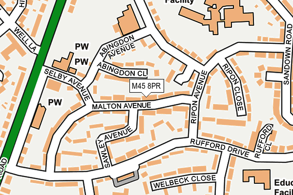 M45 8PR map - OS OpenMap – Local (Ordnance Survey) M45 8PR map - OS OpenMap – Local (Ordnance Survey)