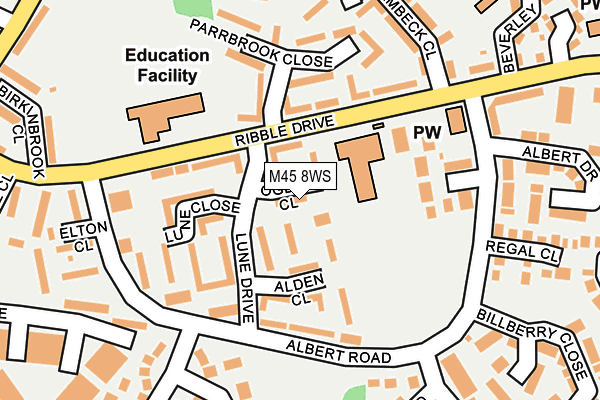 M45 8WS map - OS OpenMap – Local (Ordnance Survey) M45 8WS map - OS OpenMap – Local (Ordnance Survey)