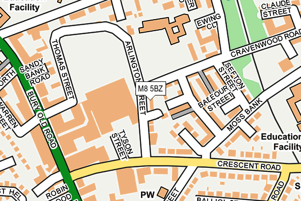 M8 5BZ map - OS OpenMap – Local (Ordnance Survey) M8 5BZ map - OS OpenMap – Local (Ordnance Survey)