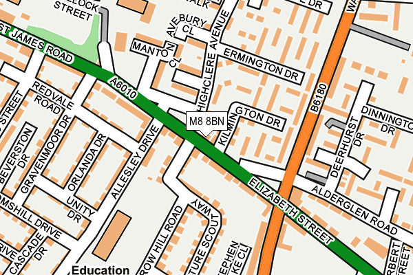 M8 8BN map - OS OpenMap – Local (Ordnance Survey) M8 8BN map - OS OpenMap – Local (Ordnance Survey)