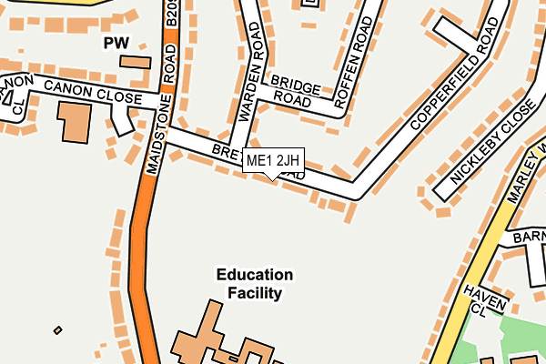 ME1 2JH map - OS OpenMap – Local (Ordnance Survey)