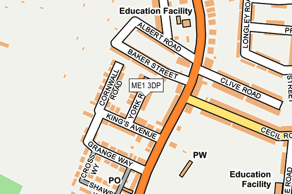 ME1 3DP map - OS OpenMap – Local (Ordnance Survey)