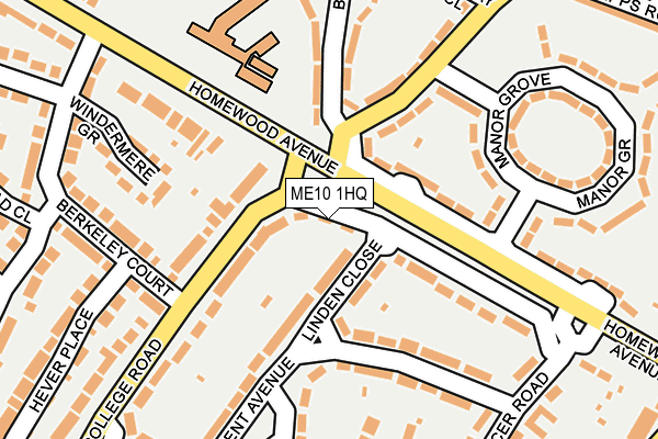 ME10 1HQ map - OS OpenMap – Local (Ordnance Survey) ME10 1HQ map - OS OpenMap – Local (Ordnance Survey)