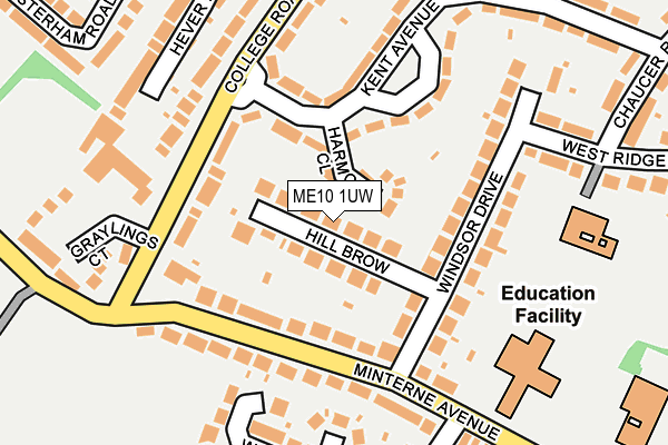 ME10 1UW map - OS OpenMap – Local (Ordnance Survey) ME10 1UW map - OS OpenMap – Local (Ordnance Survey)