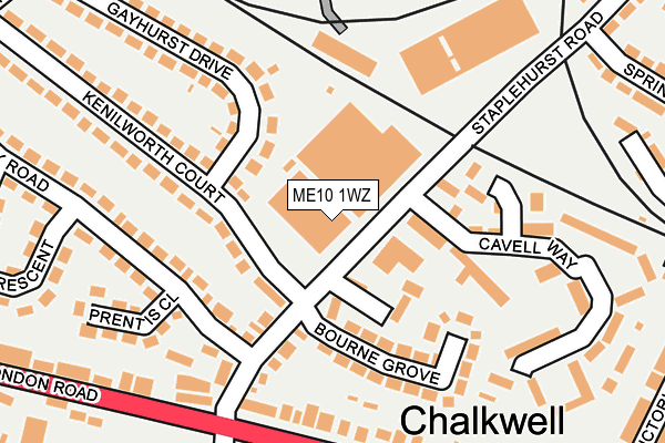 ME10 1WZ map - OS OpenMap – Local (Ordnance Survey) ME10 1WZ map - OS OpenMap – Local (Ordnance Survey)