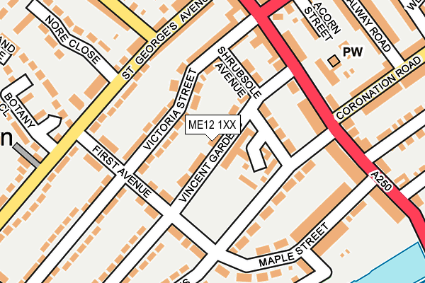 ME12 1XX map - OS OpenMap – Local (Ordnance Survey) ME12 1XX map - OS OpenMap – Local (Ordnance Survey)