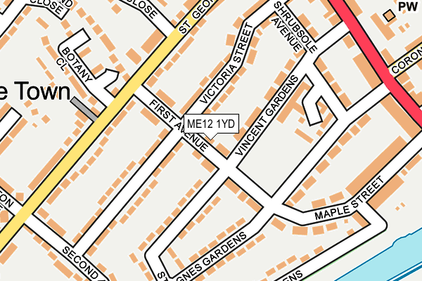 ME12 1YD map - OS OpenMap – Local (Ordnance Survey) ME12 1YD map - OS OpenMap – Local (Ordnance Survey)