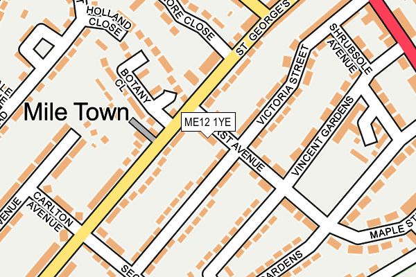 ME12 1YE map - OS OpenMap – Local (Ordnance Survey)