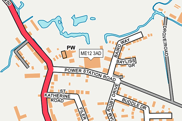 ME12 3AD map - OS OpenMap – Local (Ordnance Survey) ME12 3AD map - OS OpenMap – Local (Ordnance Survey)