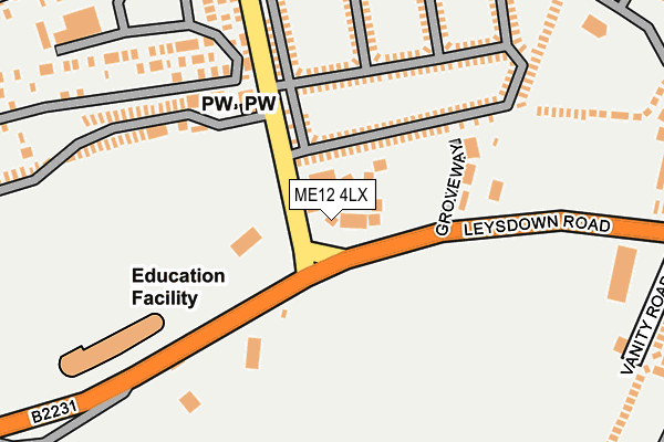 ME12 4LX map - OS OpenMap – Local (Ordnance Survey) ME12 4LX map - OS OpenMap – Local (Ordnance Survey)