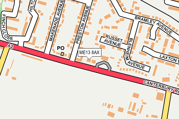 ME13 8AX map - OS OpenMap – Local (Ordnance Survey) ME13 8AX map - OS OpenMap – Local (Ordnance Survey)