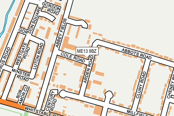 ME13 8BZ map - OS OpenMap – Local (Ordnance Survey) ME13 8BZ map - OS OpenMap – Local (Ordnance Survey)